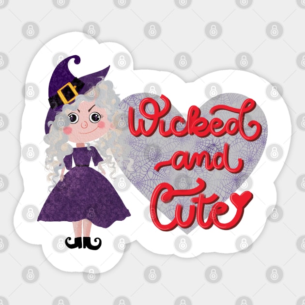 Cute and wicked witch Sticker by PrintAmor